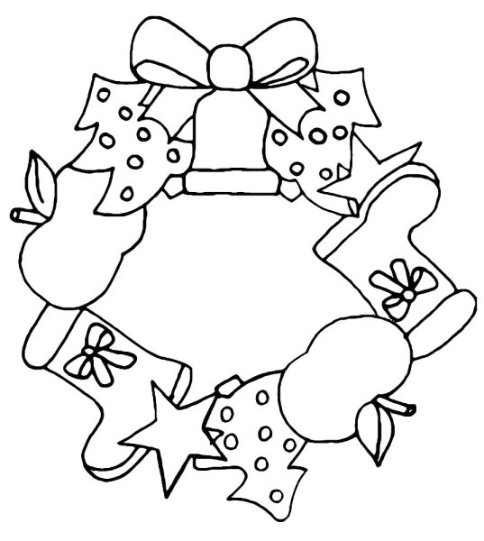 Новогодний венок раскраска