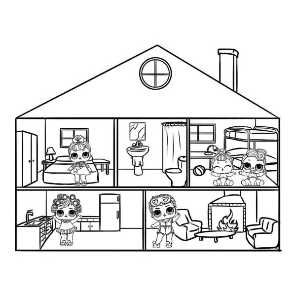 Кукла ЛОЛ домик раскраска