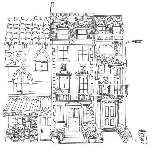 Раскраска кукольный домик