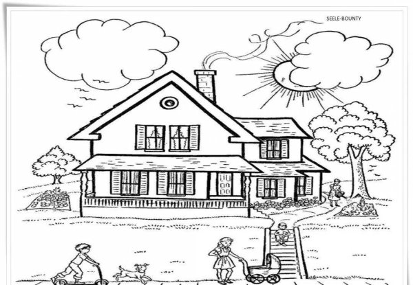 Городской и сельский дом раскраска