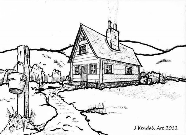 Раскраска дом в деревне