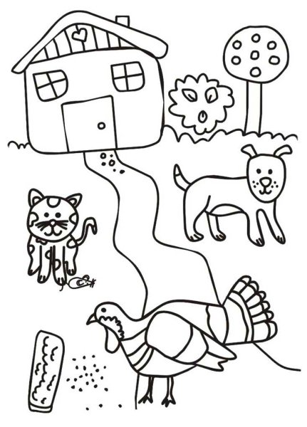 Домик для питомцев раскраска