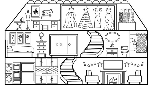 Кукольный дом раскраска