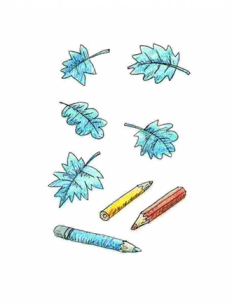 Синие листья рисунок