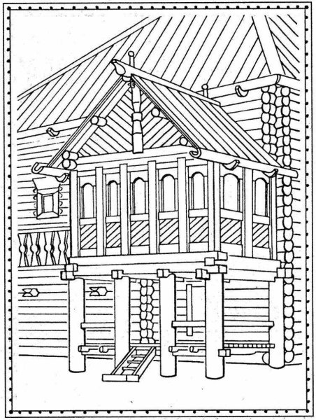 Деревянная изба раскраска
