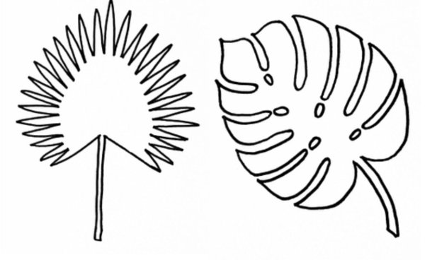 Тропические листья трафарет