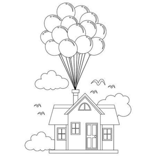 Раскраска домик на шариках