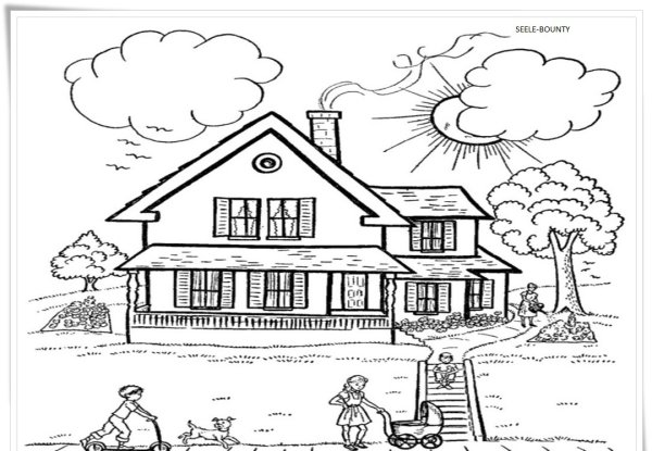 Городской и сельский дом раскраска