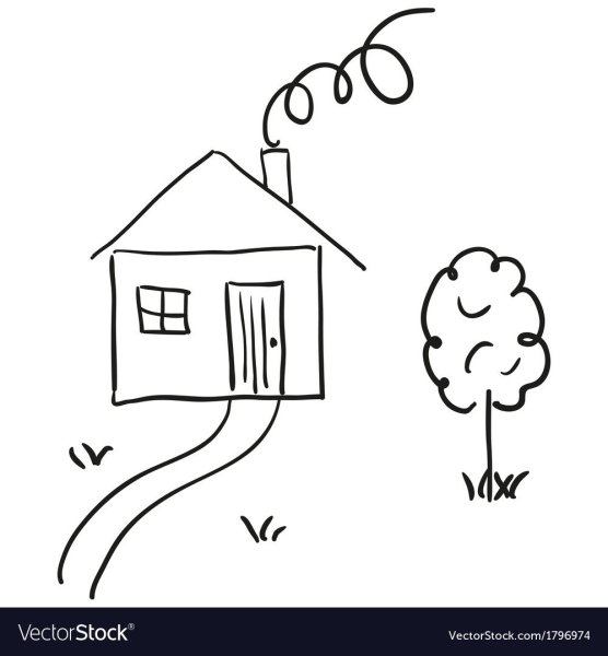 Домик с трубой и дымом