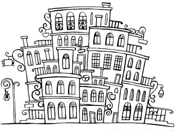 Контурное изображение города