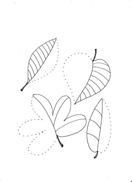 Обвести по контуру листья деревьев