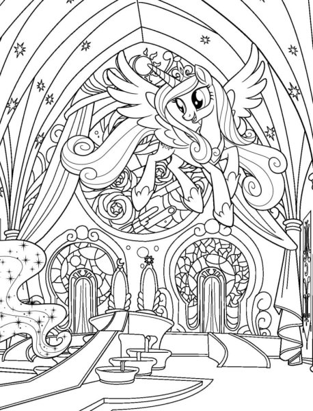 Замок пони раскраска