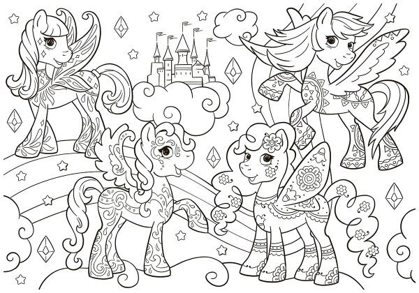 Раскраска. Волшебные пони