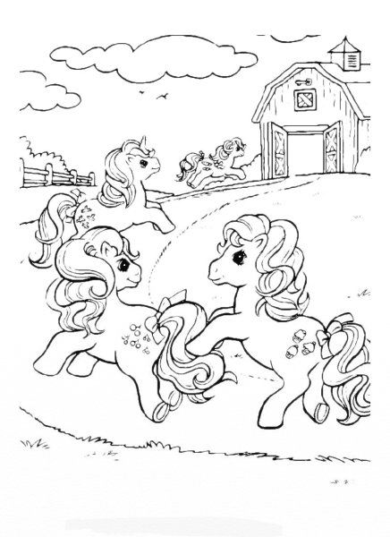 Разукрашка лошадка пони