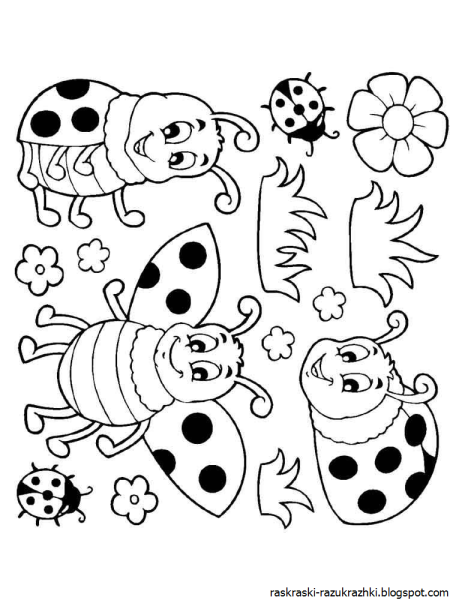 Божья коровка раскраска для малышей