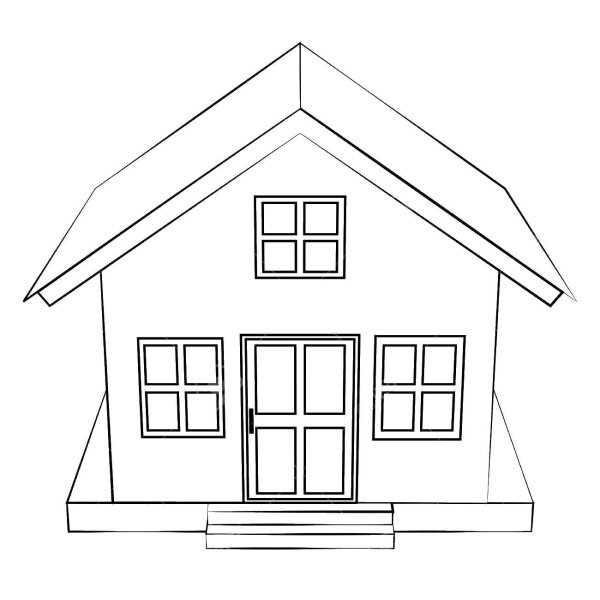 Домик с крышей контур