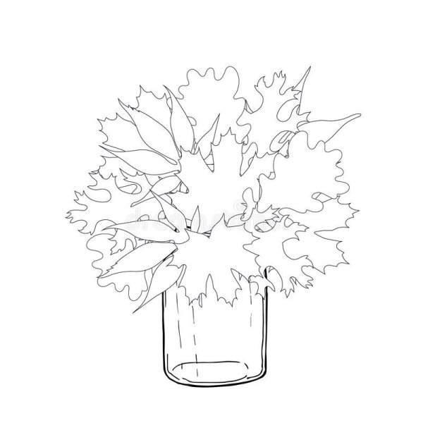 Раскраска букет осенних листьев в вазе