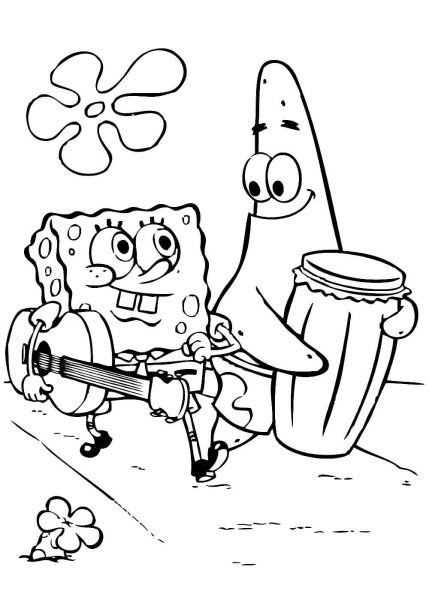 Раскраска губка Боб с радугой