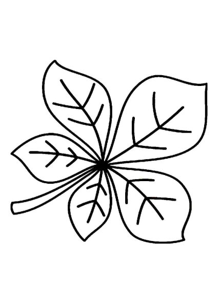 Лист каштана трафарет