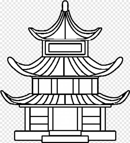 Японский домик карандашом