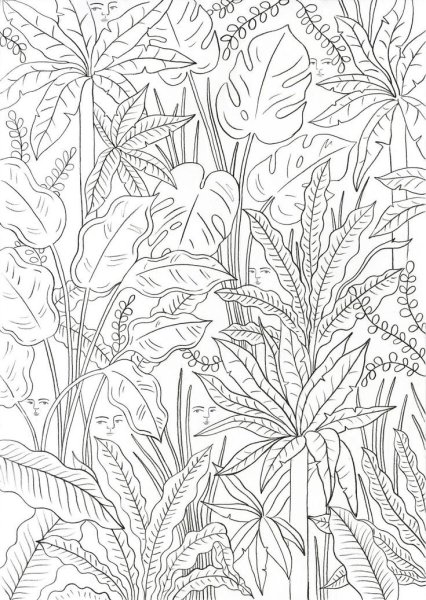 Тропические растения раскраска