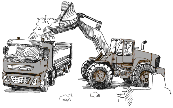 Вывоз строительного мусора экскаватор вектор