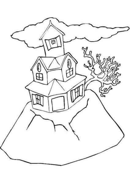 Раскраска домик в горах