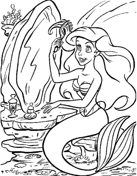 Русалочка раскраска для детей
