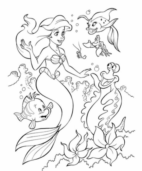 Раскраска Русалочка Ариэль маленькая