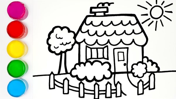 Радужный домик раскраска