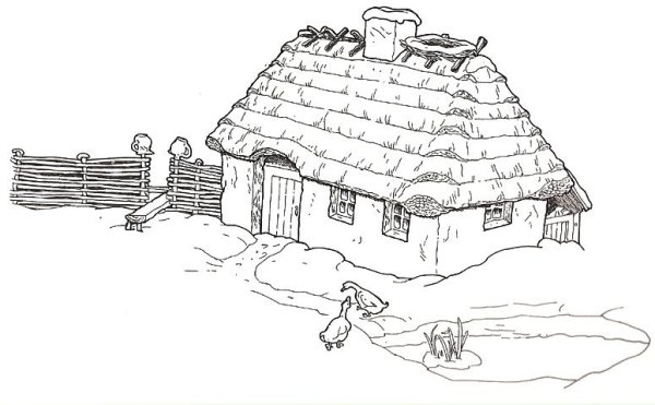 Хата раскраска для детей