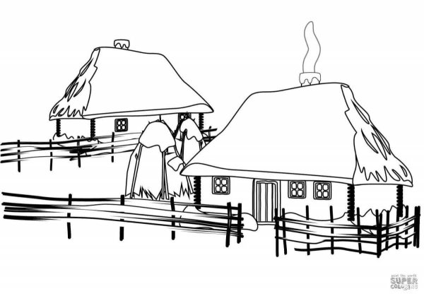 Украинская хата раскраска
