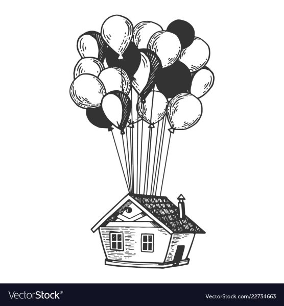 Трафарет домик с воздушными шарами