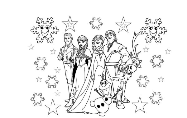 Раскраска Барби и Эльза