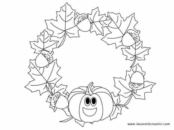 Осенний венок раскраска