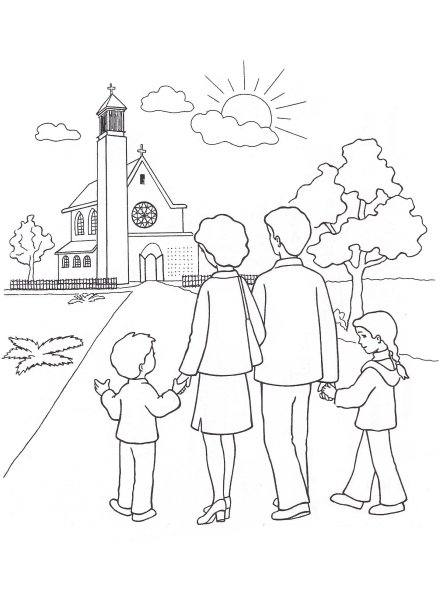 Раскраска школа и Церковь