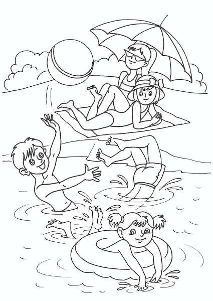 Лето раскраска для детей