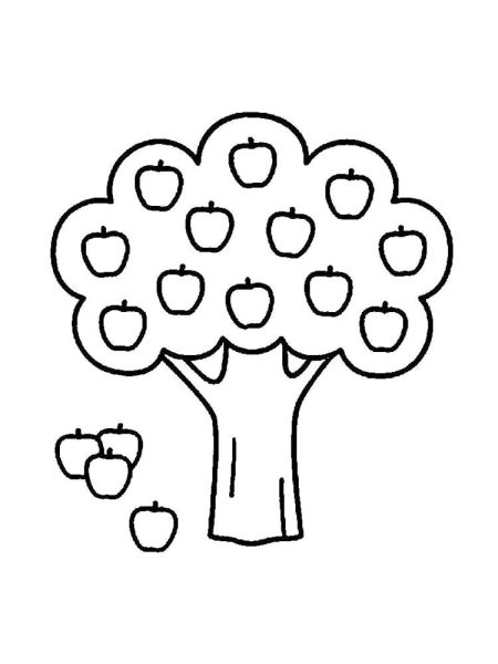 Раскраска яблоня с яблоками для детей