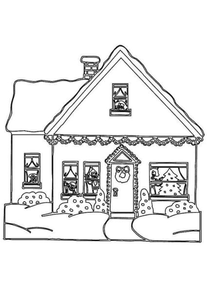 Раскраска. Домики