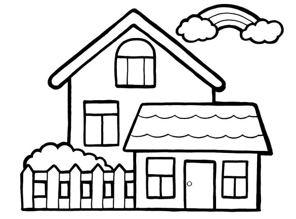 Мультяшный домик раскраска