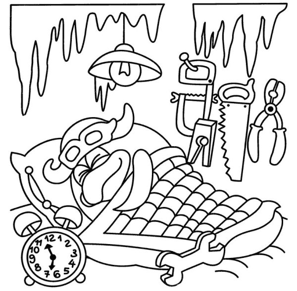 Раскраска дом пина Смешарики