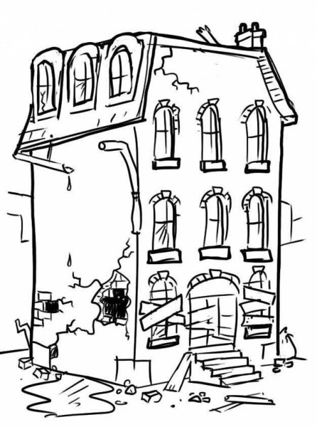 Рисование разрушенных зданий