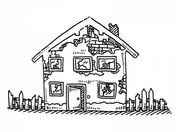 Разрушенный дом распечатать