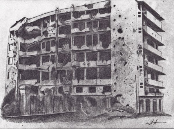 Нарисовать разрушенный дом