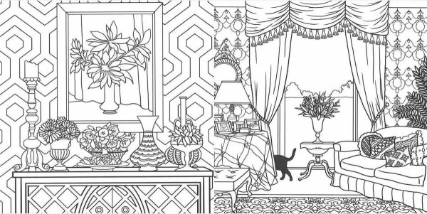 Арт раскраска с интерьером
