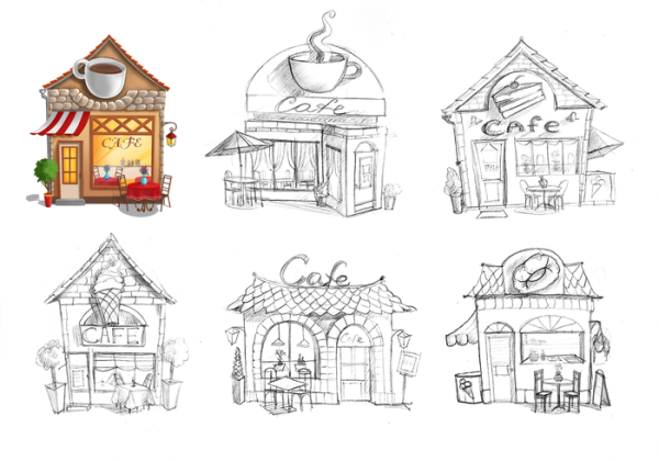 Домик кафе иллюстрация