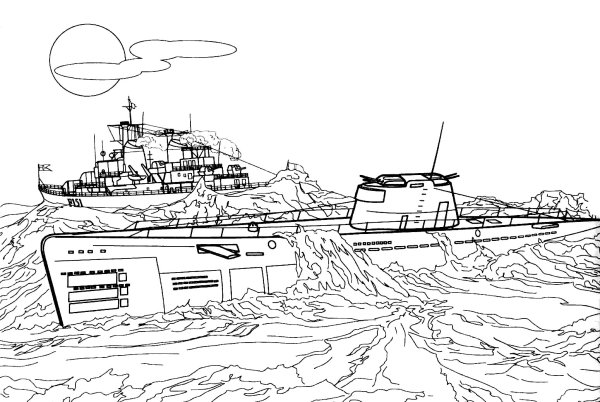 Военные корабли. Раскраска
