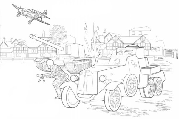 Военная техника ВОВ раскраска для детей