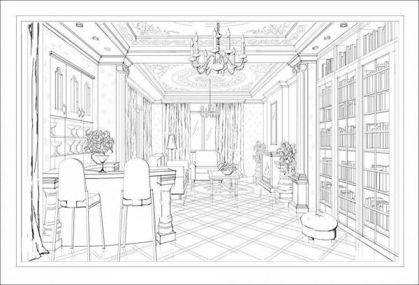 Раскраска дизайнер интерьера