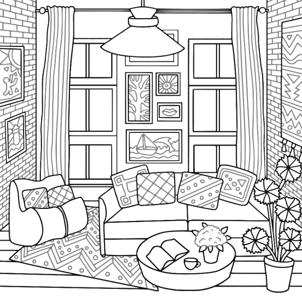 Раскраска интерьер